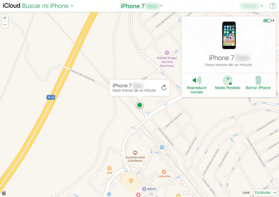 iPhone localizado en Mapa